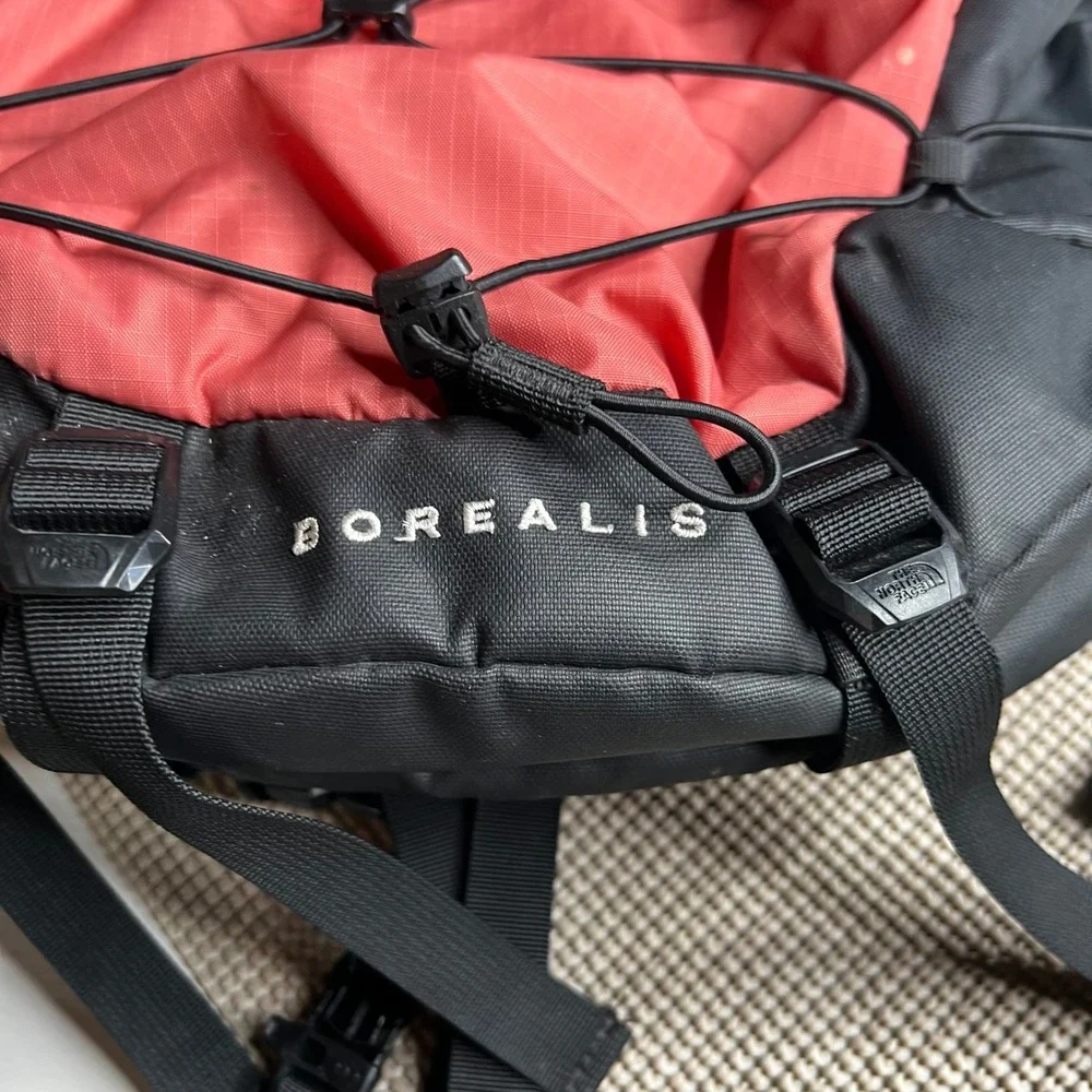 The North Face Borealis Backpack Black Red FlexVent Laptop Daypack Hiking Bag
